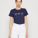 femmes t-shirt imprimé bleu foncé 006BT313 Anna Field