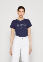femmes t-shirt imprimé bleu foncé 006BT313 Anna Field