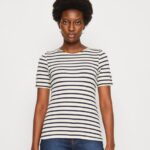 femmes t-shirt imprimé bleu foncé/blanc 006BT339 Anna Field