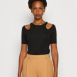 femmes t-shirt imprimé noir 006BT307 Anna Field