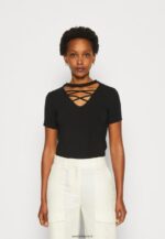 femmes t-shirt imprimé noir 006BT325 Anna Field