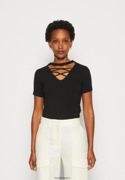 femmes t-shirt imprimé noir 006BT325 Anna Field