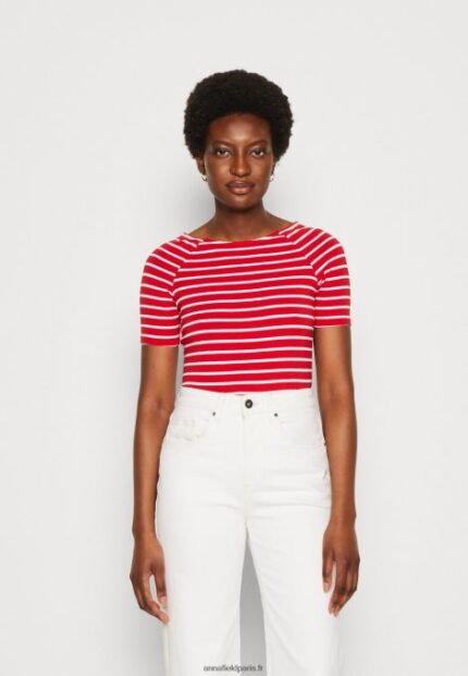 femmes t-shirt imprimé rouge/blanc 006BT340 Anna Field