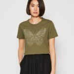femmes t-shirt imprimé vert 006BT349 Anna Field