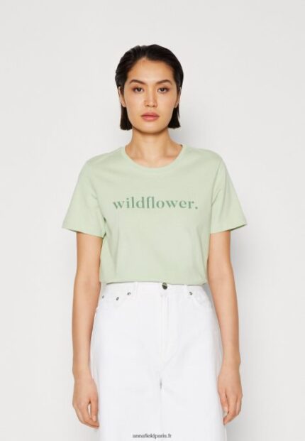 femmes t-shirt imprimé vert 006BT373 Anna Field