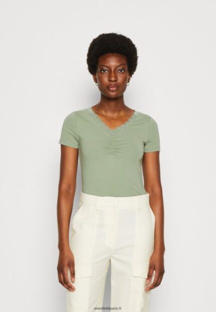 femmes t-shirt imprimé vert clair 006BT360 Anna Field