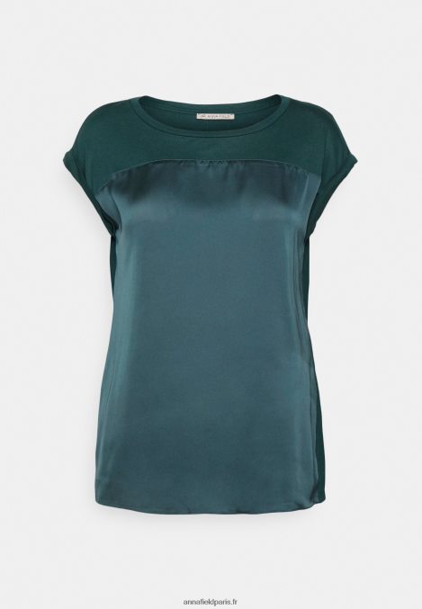 femmes_t_shirt_imprime_vert_fonce_006bt241_anna_field.jpg femmes t-shirt imprimé vert foncé 006BT241 Anna Field - Image 1