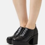 femmes talons à lacets noirs 006BT1746 Anna Field