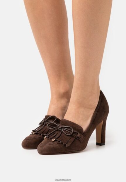 femmes talons classiques en cuir marron foncé 006BT1681 Anna Field