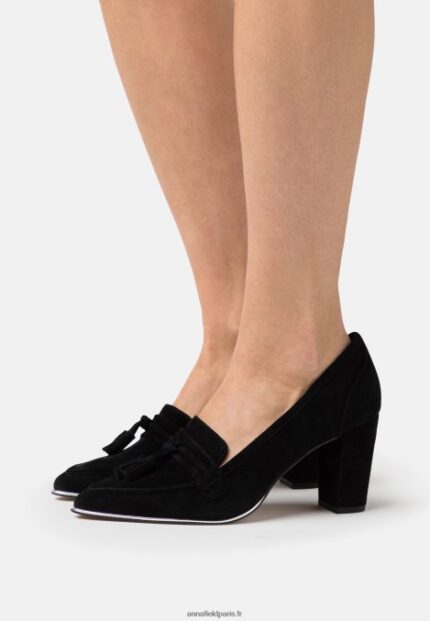 femmes talons classiques en cuir noir 006BT1678 Anna Field