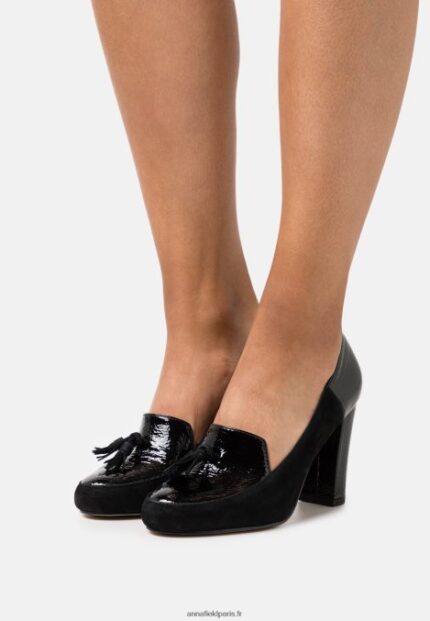 femmes talons classiques en cuir noir 006BT1686 Anna Field