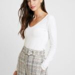 femmes top manches longues basique blanc 006BT528 Anna Field