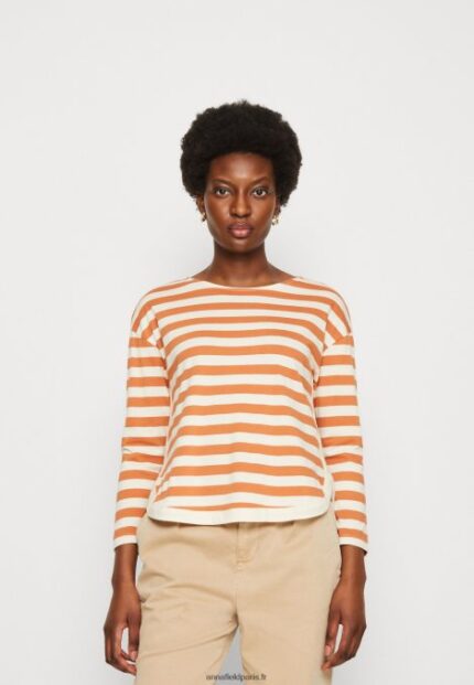 femmes top manches longues blanc/abricot 006BT558 Anna Field