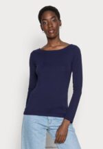 femmes top manches longues bleu foncé 006BT570 Anna Field