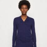 femmes top manches longues bleu foncé 006BT577 Anna Field