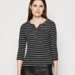 femmes top manches longues noir blanc 006BT531 Anna Field
