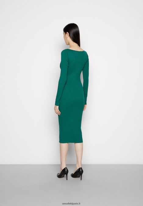 femmes v ausschnitt robe droite moulante midi strickkleid vert 006BT196 Anna Field - Image 3