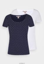 femmes 2er pack t-shirt imprimé bleu marine/blanc 006BT329 Anna Field