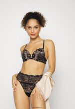 femmes 5pp string taille haute en dentelle noir 006BT969 Anna Field