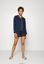 femmes amanda ensemble de pyjama court à manches longues bleu foncé 006BT1059 Anna Field - Image 2