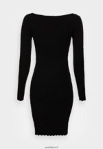 femmes bateau ausschnitt mini strickkleid mit geschweiften rndern robe pull noir 006BT230 Anna Field - Image 2