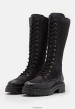 femmes bottes à lacets en cuir noir 006BT2224 Anna Field - Image 3