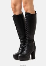femmes bottes à lacets noires 006BT2223 Anna Field