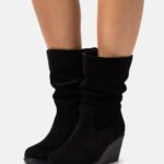 femmes bottes d'hiver en cuir noir 006BT2219 Anna Field