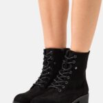 femmes bottines à lacets noires 006BT2045 Anna Field