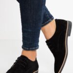 femmes chaussures à lacets en cuir noir 006BT1854 Anna Field