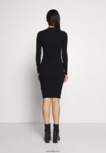 femmes crew ausschnitt bodycon ripp mini srickkleid robe droite noir 006BT204 Anna Field - Image 2