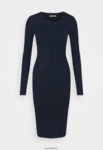 femmes crew ausschnitt ripp top bodycon mini srickkleid robe droite bleu foncé 006BT205 Anna Field - Image 5