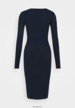 femmes crew ausschnitt ripp top bodycon mini srickkleid robe droite bleu foncé 006BT205 Anna Field - Image 7