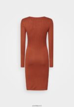 femmes crew ausschnitt ripp top bodycon mini srickkleid robe droite marron 006BT202 Anna Field - Image 2