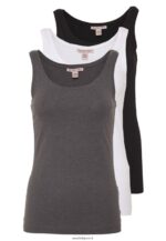 femmes débardeur basique 3er pack top noir blanc mottl 006BT434 Anna Field