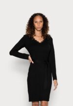femmes empiècement en dentelle décolleté en V robe ample robe pull noir 006BT227 Anna Field