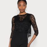 femmes ensemble d'occasion haut en dentelle détachable avec combinaison sans manches à col en v combinaison noire 006BT906 Anna Field