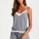 femmes ensemble pyjama blanc cassé/bleu foncé 006BT1060 Anna Field