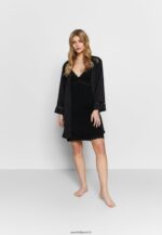 femmes heidi chemise de nuit viscose manches courtes nuisette noir 006BT1038 Anna Field - Image 2