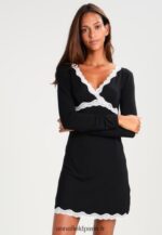 femmes heidi chemise de nuit viscose manches longues nuisette noir 006BT1039 Anna Field
