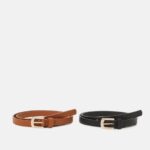 femmes Lot de 2 ceintures noir/cognac 006BT2727 Anna Field