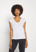 femmes Lot de 2 t-shirts basiques basiques à col en V et épaules tombantes noir/blanc 006BT261 Anna Field - Image 2