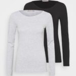 femmes Lot de 2 tops manches longues noir/gris chiné 006BT525 Anna Field