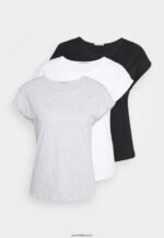 femmes Lot de 3 t-shirts basiques noir/blanc/gris clair chiné 006BT266 Anna Field - Image 10