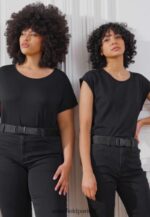 femmes Lot de 3 t-shirts imprimés bleu clair/blanc/noir 006BT263 Anna Field - Image 2