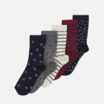 femmes Lot de 5 chaussettes bleu foncé/rouge foncé 006BT1149 Anna Field