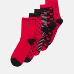 femmes Lot de 5 chaussettes rouge/noir 006BT1151 Anna Field