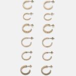 femmes Lot de 6 boucles d'oreilles dorées 006BT2661 Anna Field
