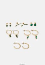 femmes Lot de 6 boucles d'oreilles vert/doré 006BT2659 Anna Field