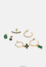 femmes Lot de 6 boucles d'oreilles vert/doré 006BT2659 Anna Field - Image 3